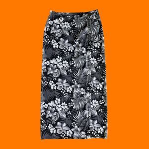90's vintage gray tropical floral island girl wrap maxi skirt XL **runs small**